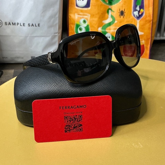 Salvatore Ferragamo Accessories - Salvatore Ferragamo Black Sunglasses with Silver Accents
